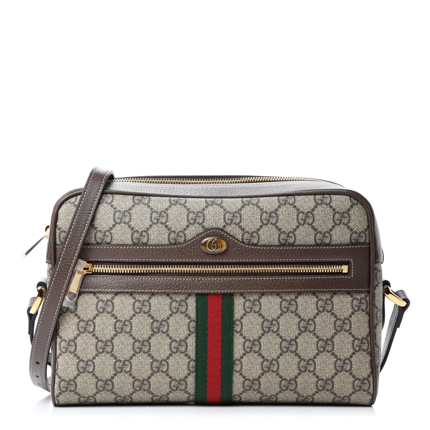 Gucci GG Supreme Monogram Web Small Ophidia Shoulder Bag Brown 1 of 10