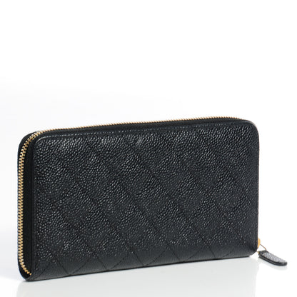 Chanel Caviar Quilted Large Gusset Zip Around Wallet Black 3 of 7