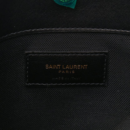 Saint Laurent Suede Calfskin Studded Fringe Toy Shopping Tote Black 7 of 9