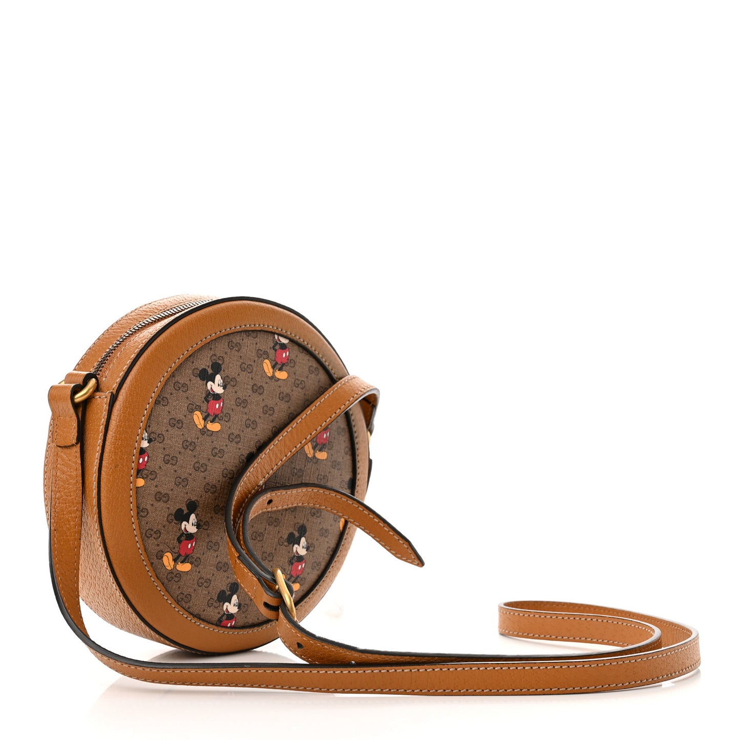 X DISNEY Mini Vintage GG Supreme Monogram Mickey Mouse Round Shoulder Bag Beige Vintage Sun Oil