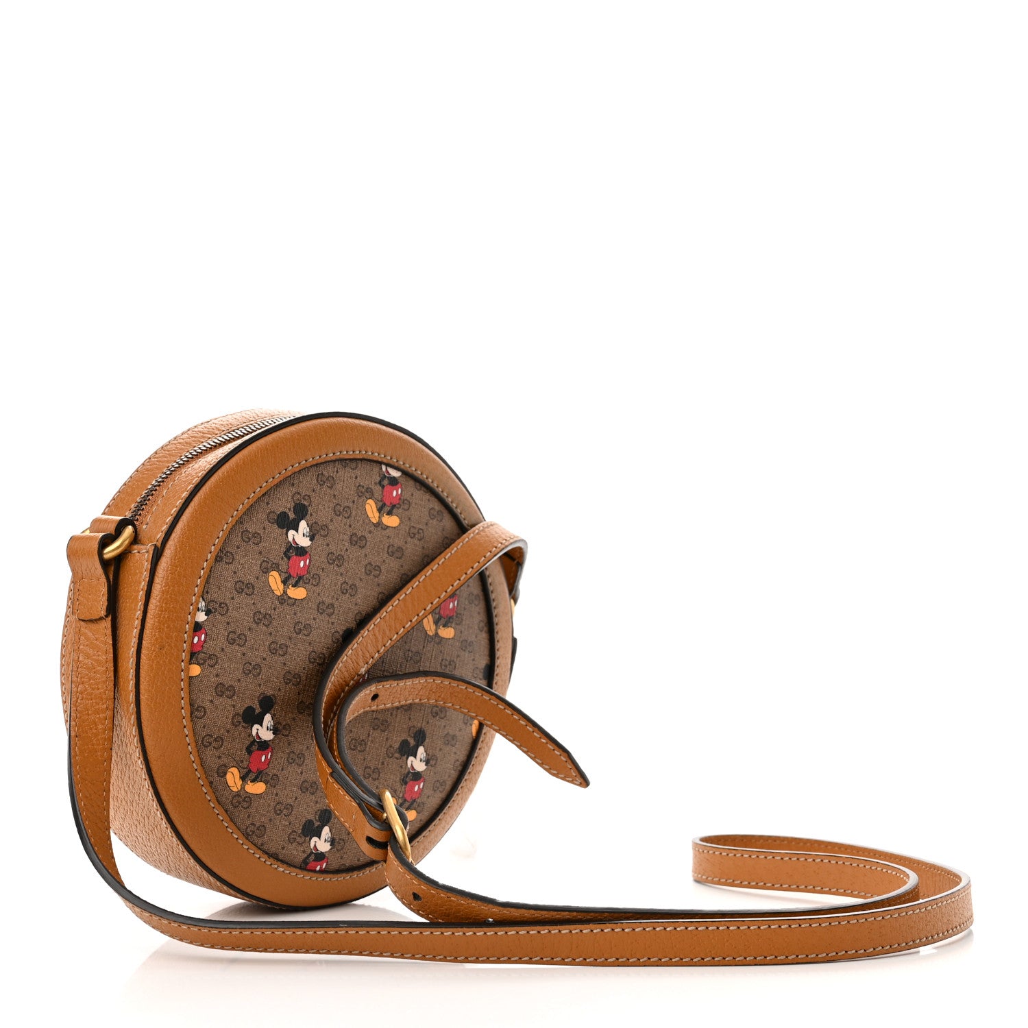 Gucci X DISNEY Mini Vintage GG Supreme Monogram Mickey Mouse Round Shoulder Bag Beige Vintage Sun Oil 3 of 11