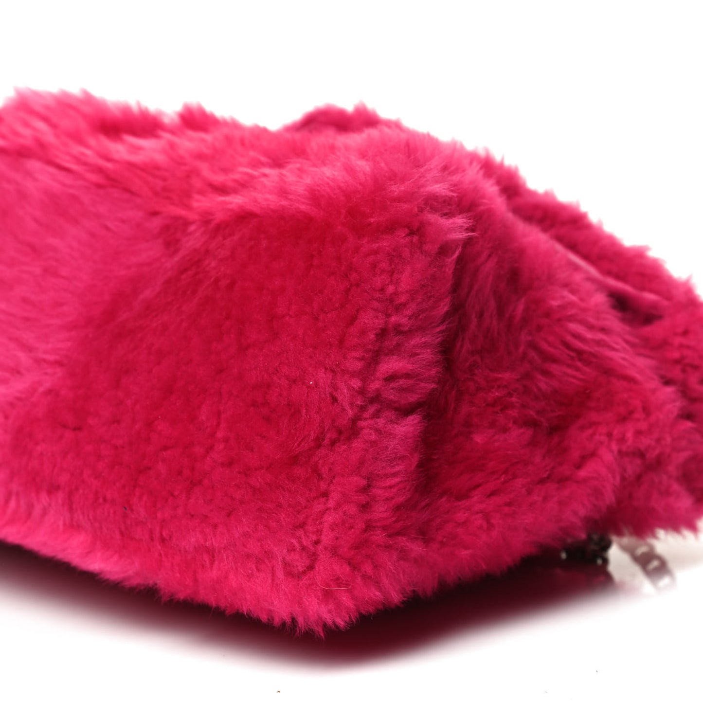 Merino Shearling Lambskin Quilted Small Loulou Puffer Monogram Chain Satchel Fuchsia