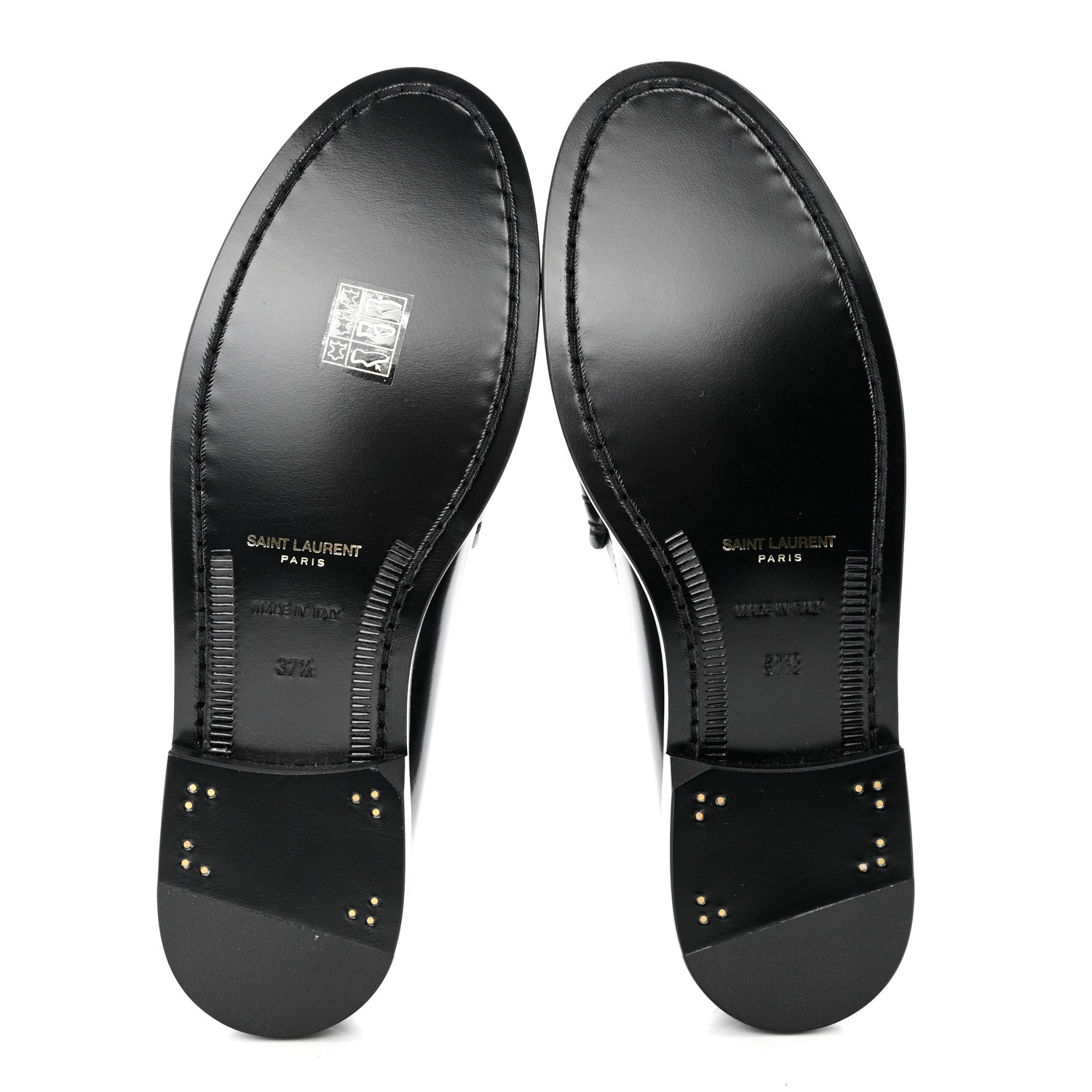 Saint Laurent Calfskin Penny Loafers 37.5 Black 5 of 9
