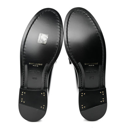 Saint Laurent Calfskin Penny Loafers 37.5 Black 5 of 9