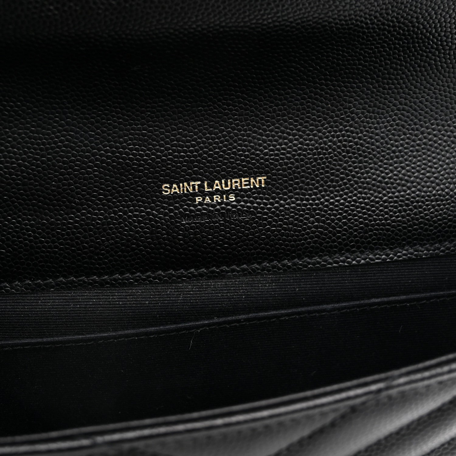 Saint Laurent Grain De Poudre Matelasse Chevron Monogram Envelope Clutch Black 6 of 8