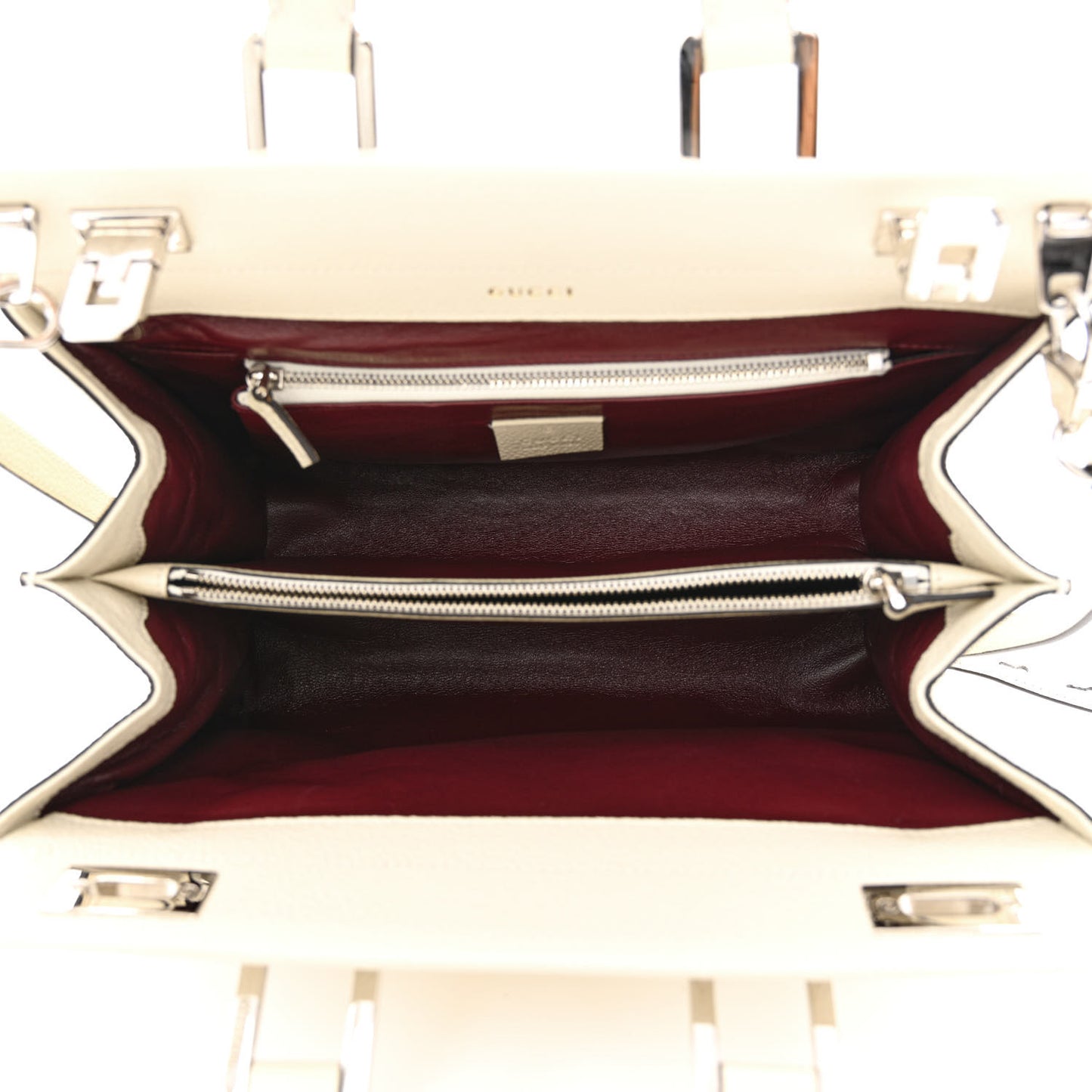 Grainy Calfskin Small Zumi Top Handle Bag Mystic White