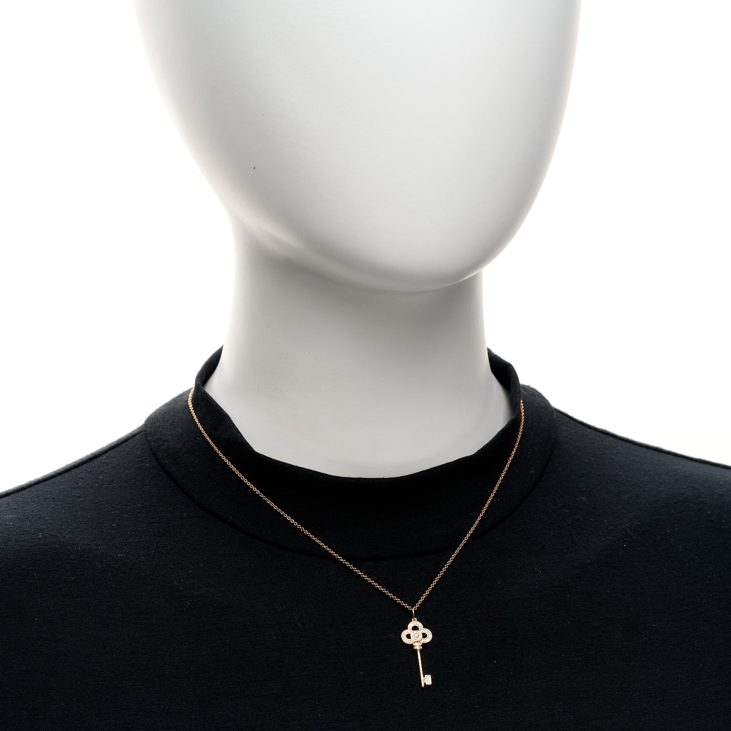 18K Rose Gold Diamond Mini Crown Key Pendant Necklace