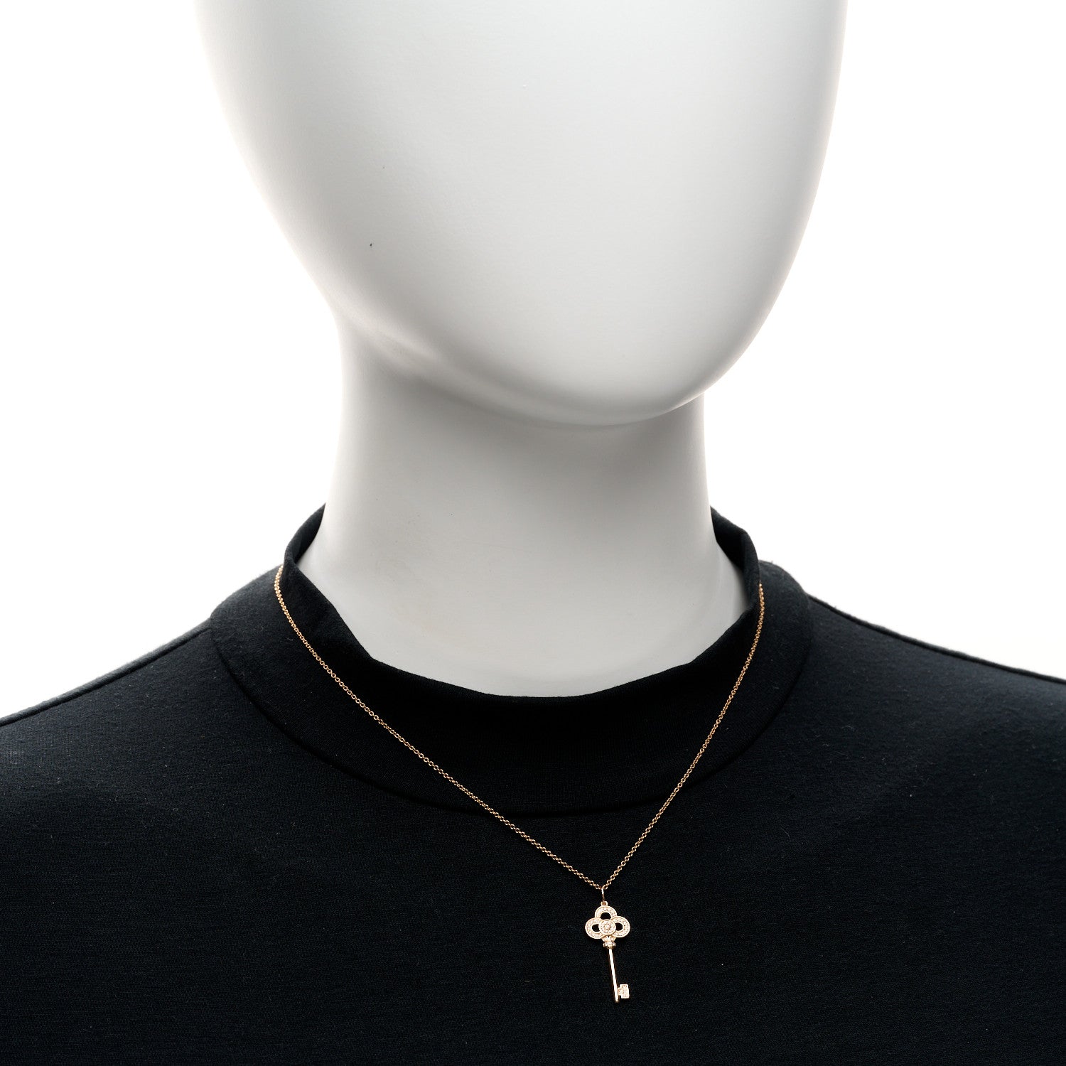 Tiffany 18K Rose Gold Diamond Mini Crown Key Pendant Necklace 2 of 6