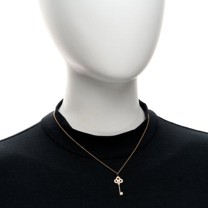 Tiffany 18K Rose Gold Diamond Mini Crown Key Pendant Necklace 2 of 6