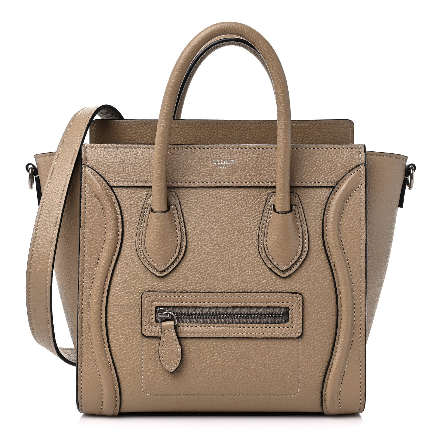 Celine Drummed Calfskin Nano Luggage Dune 1 of 10