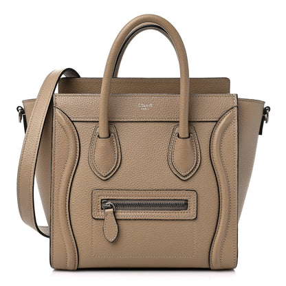 Celine Drummed Calfskin Nano Luggage Dune 1 of 10