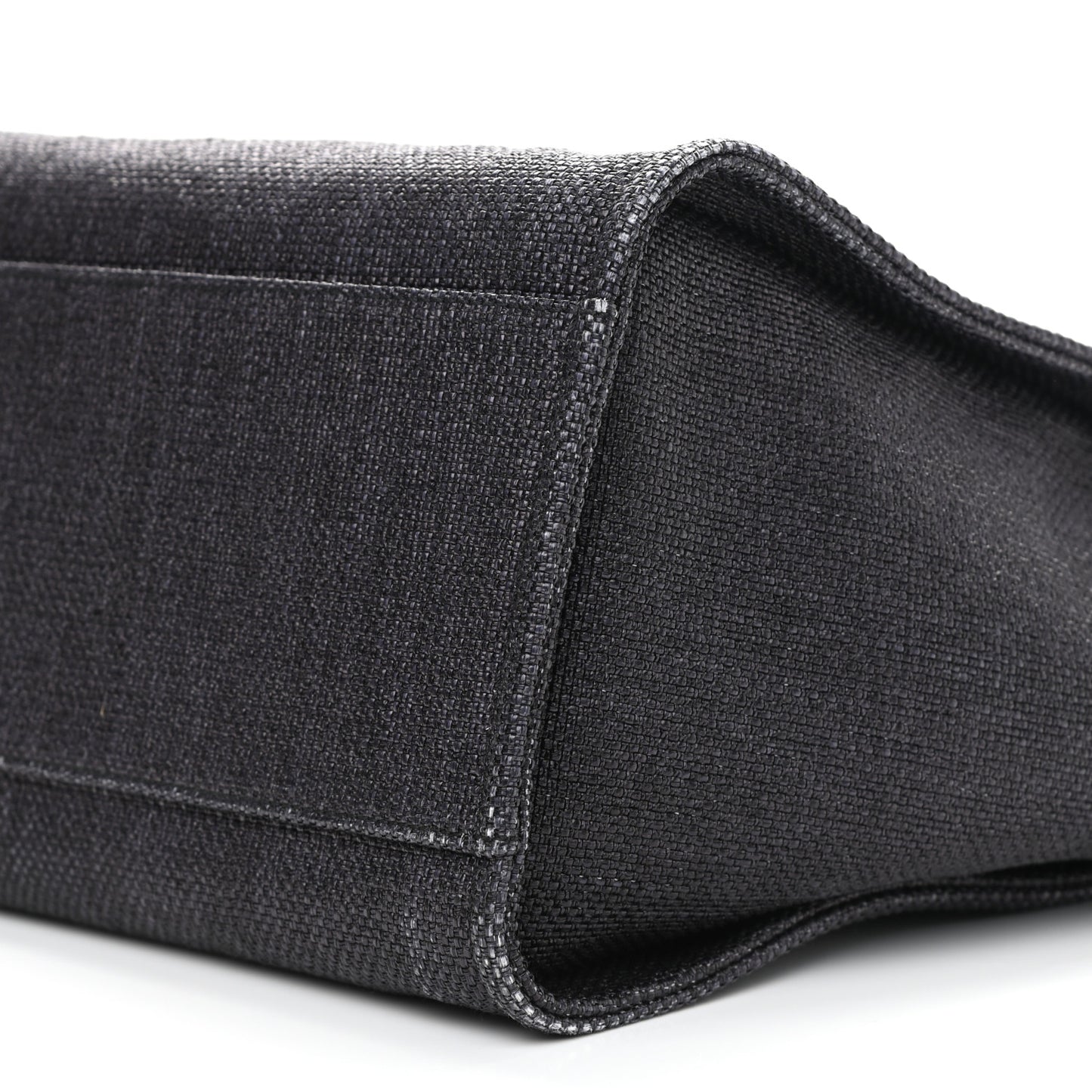 Woven Straw Raffia Medium Deauville Tote Black