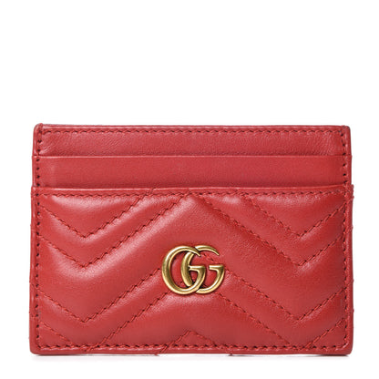 Gucci Calfskin Matelasse GG Marmont Card Holder Hibiscus Red 1 of 7