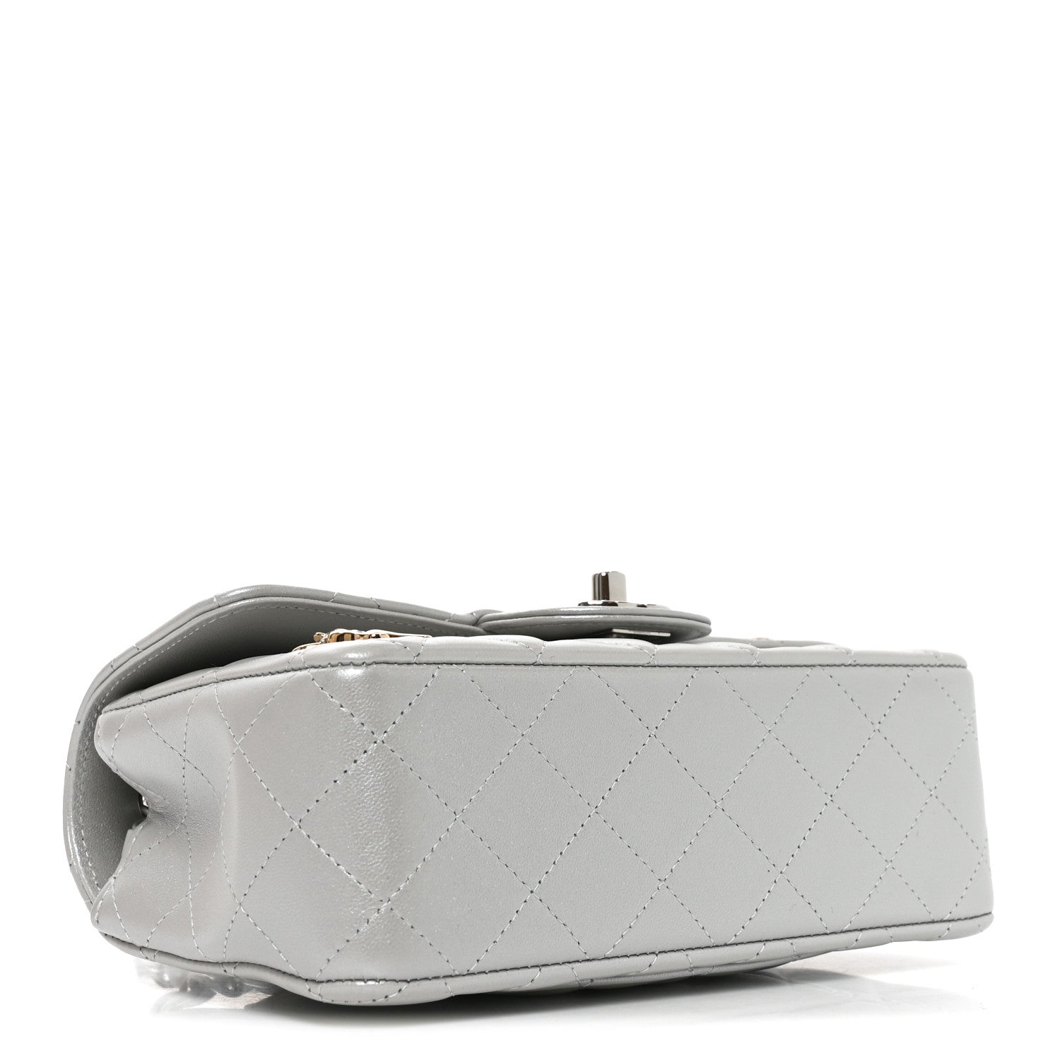 Chanel Metallic Lambskin Quilted Space Charms Mini Rectangular Flap Silver 4 of 10