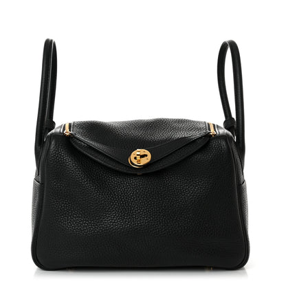 Hermes Taurillon Clemence Lindy 26 Black 1 of 12