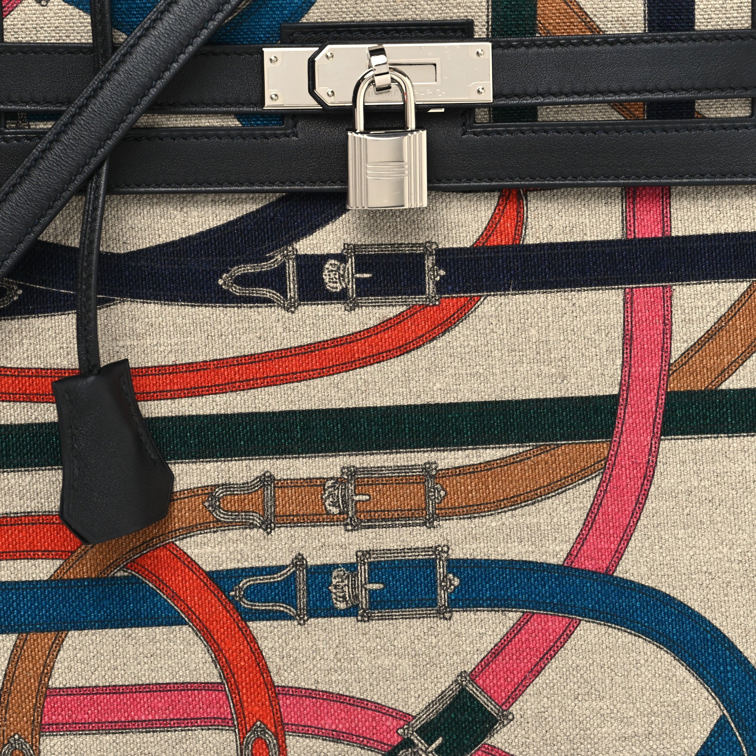 Hermes Swift Toile De Camp Cavalcadour Kelly Sellier 32 Black 8 of 13