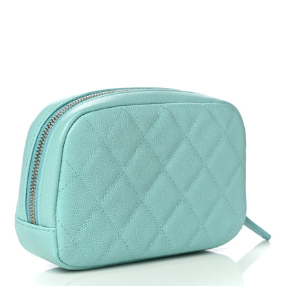 Chanel Caviar Quilted Small Curvy Pouch Cosmetic Case Light Blue 3 of 11