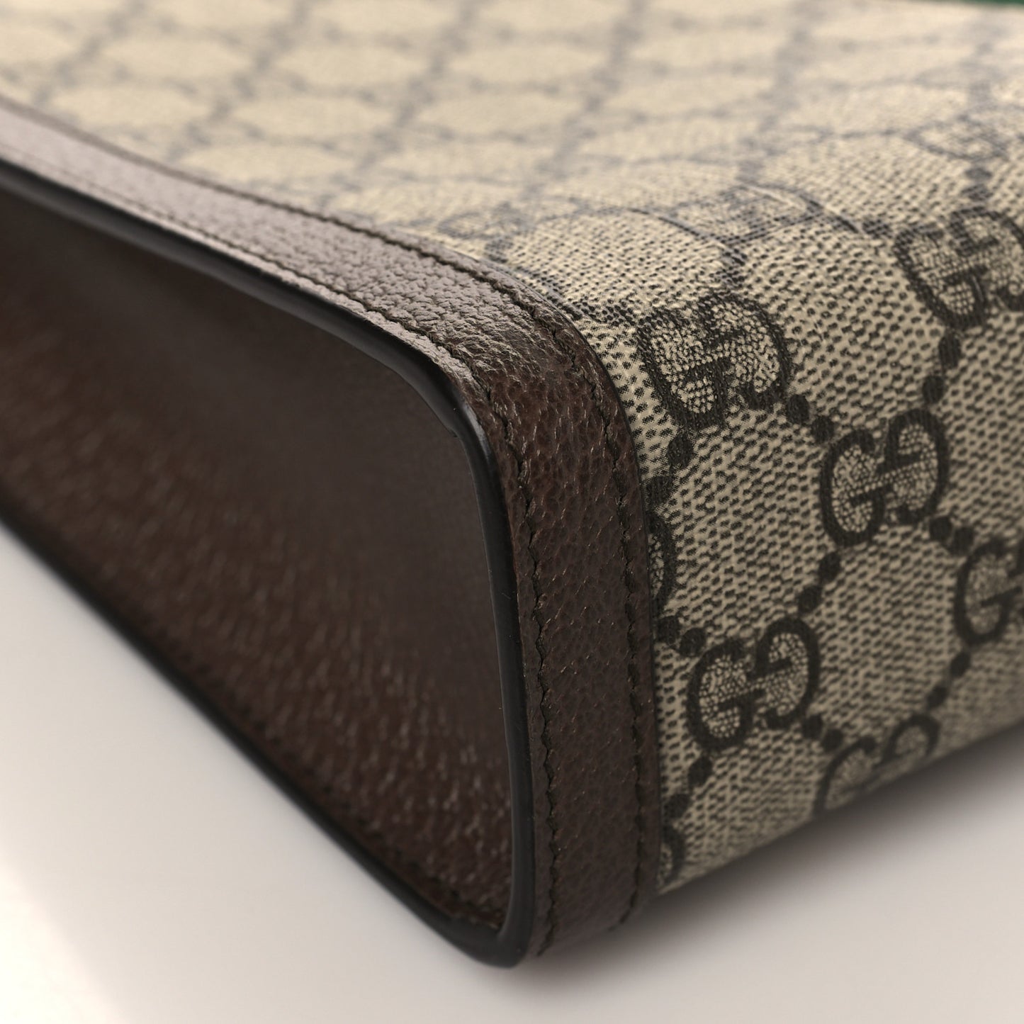 GG Supreme Monogram Web Ophidia Pouch Brown
