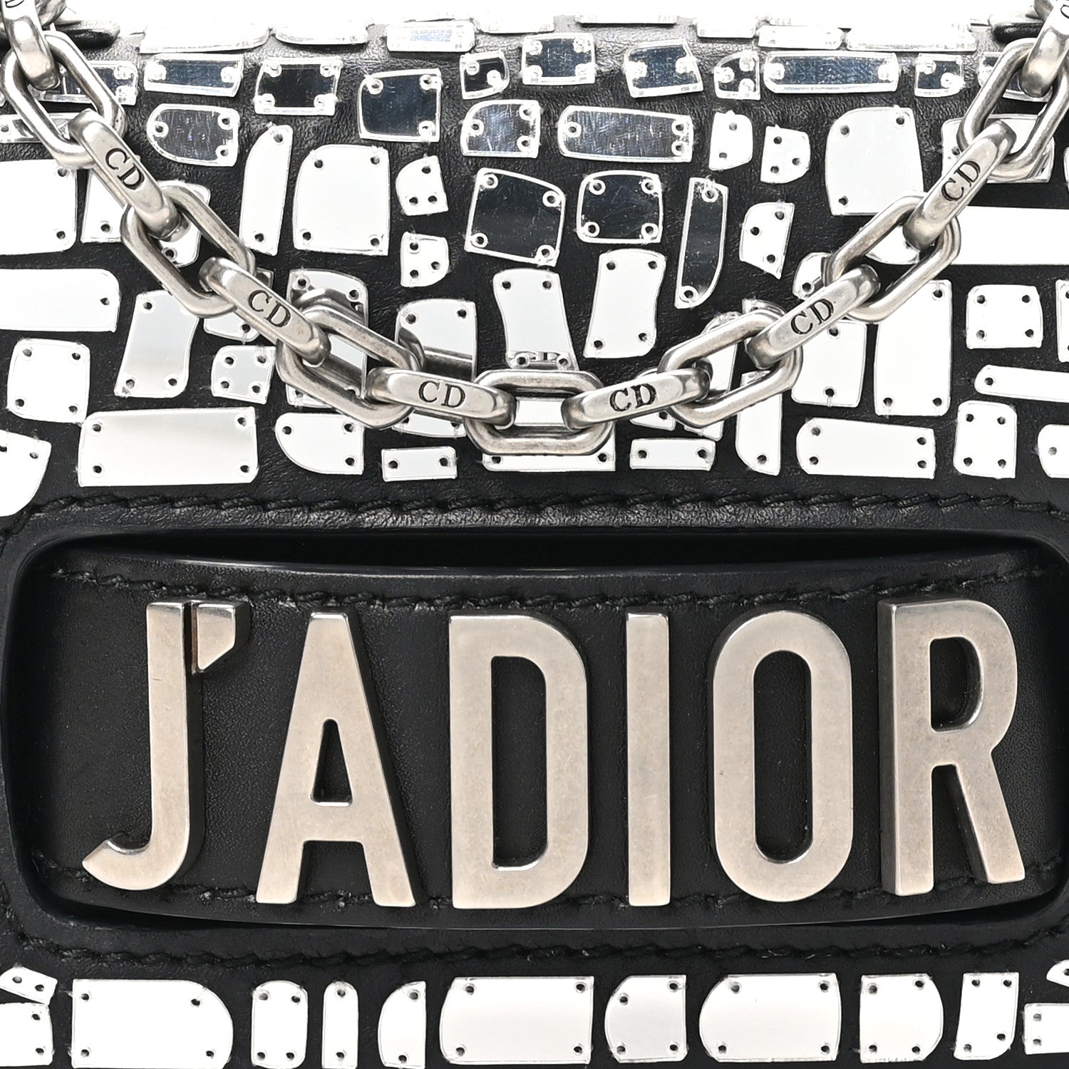 Christian Dior Smooth Calfskin Embroidered Mosaic of Mirrors Mini J'Adior Chain Flap Bag Black 7 of 9