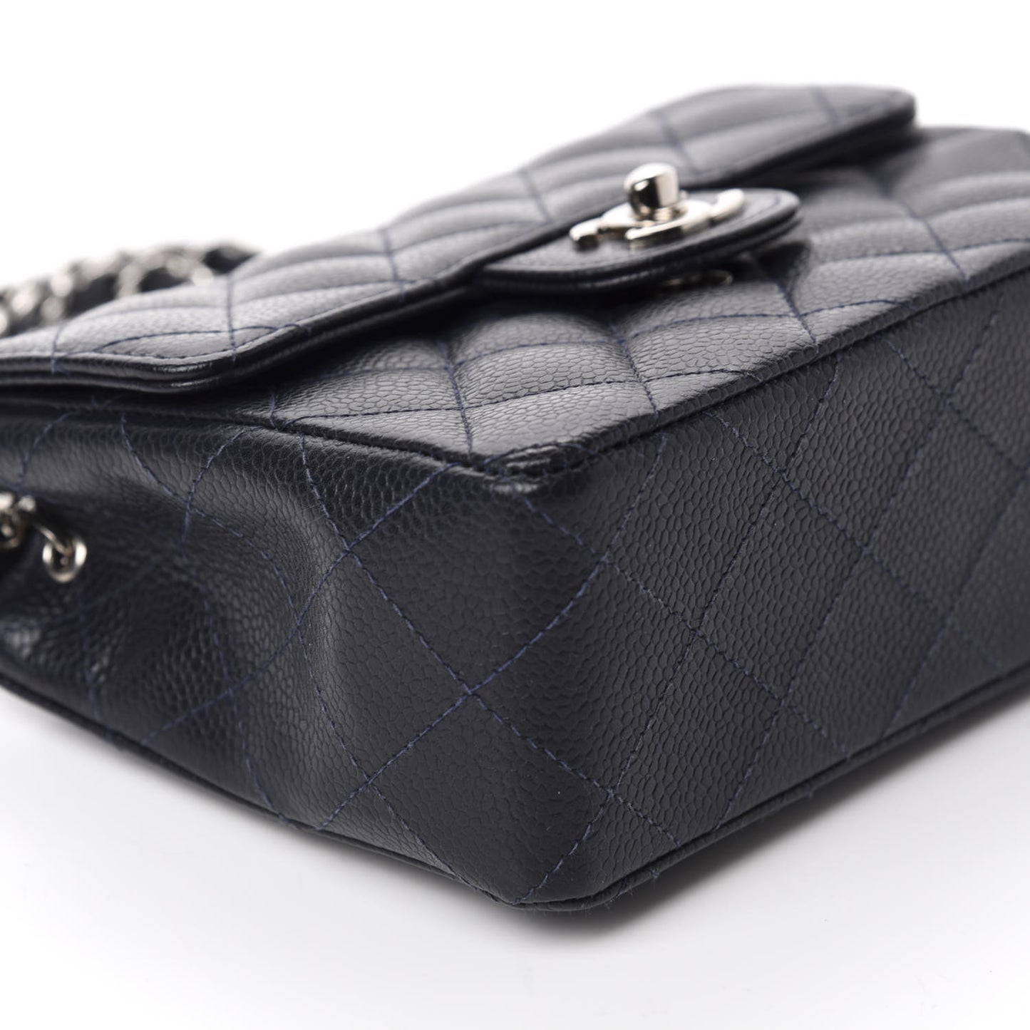 Caviar Quilted Mini Square Flap Navy