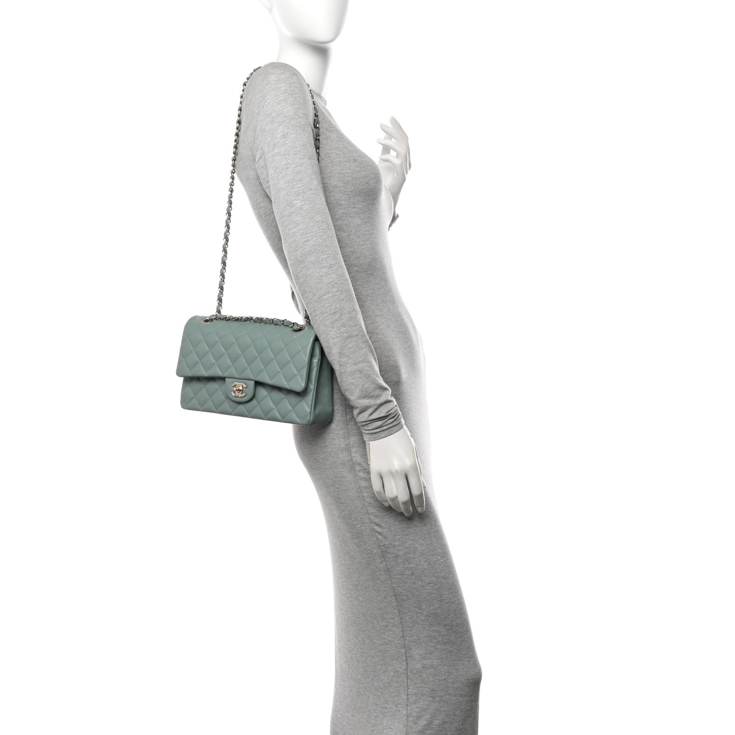 Chanel Caviar Quilted Medium Double Flap Light Blue 2 of 10