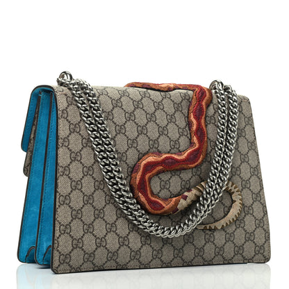 Gucci GG Supreme Monogram Bee Snake Embroidered Medium Dionysus Shoulder Bag Blue 2 of 3