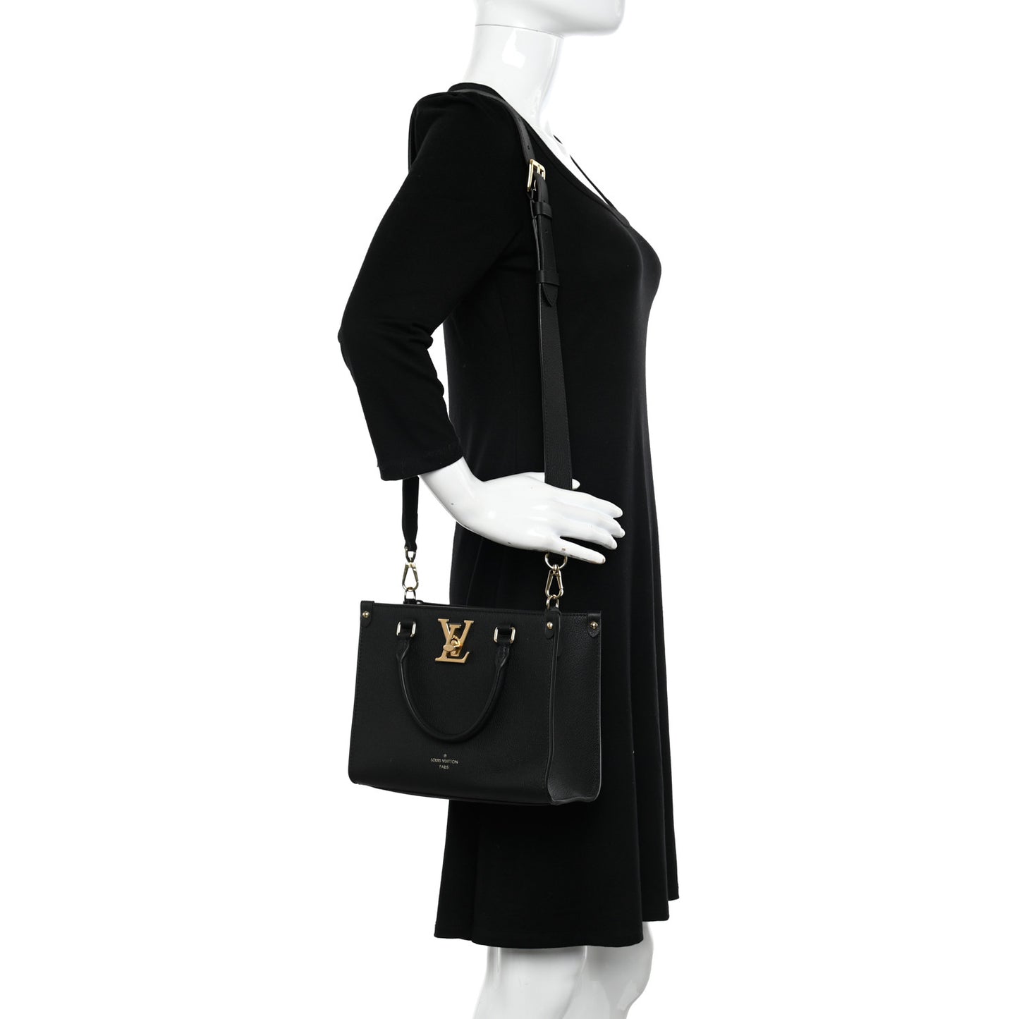 Calfskin Lock & Go Tote Black
