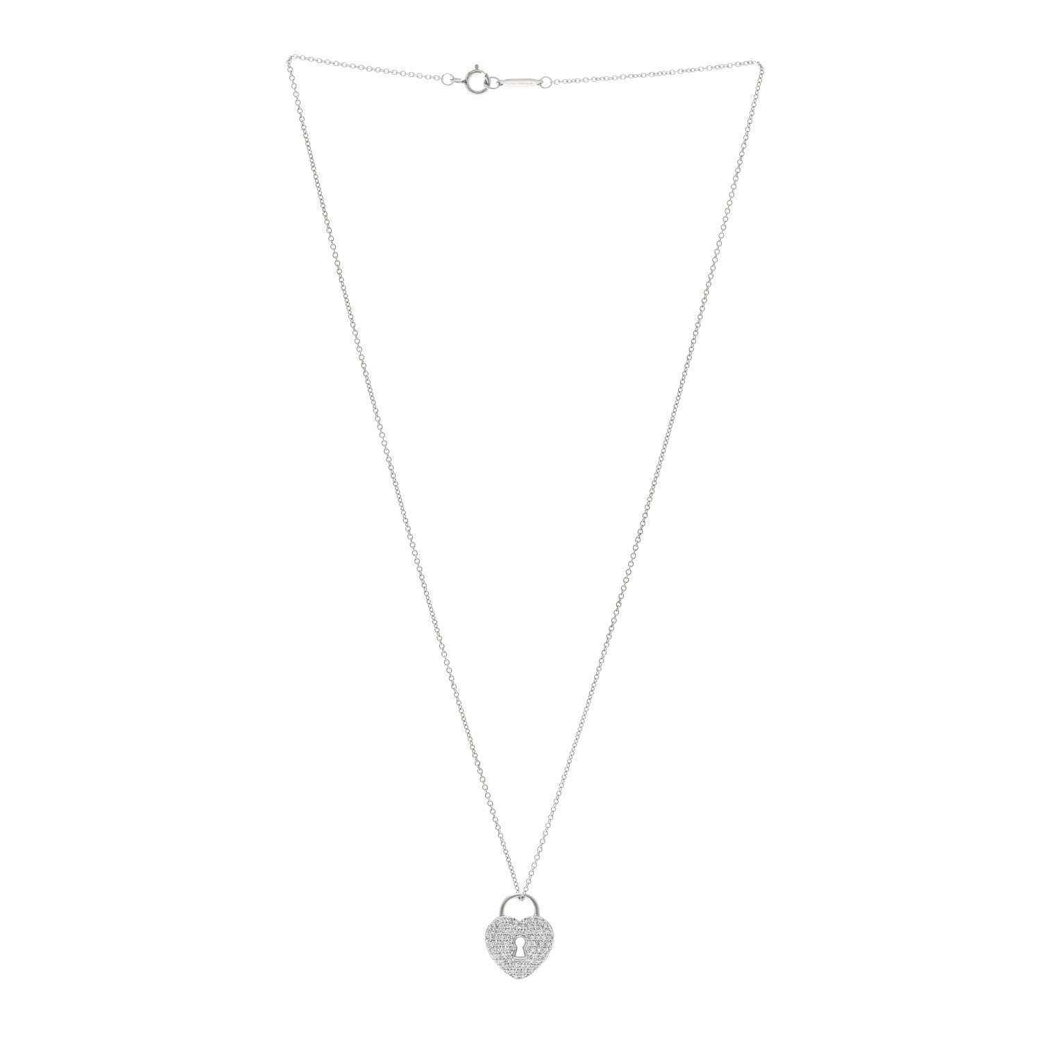 Tiffany Platinum Diamond Small Heart Lock Pendant Necklace 3 of 4