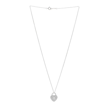 Tiffany Platinum Diamond Small Heart Lock Pendant Necklace 3 of 4