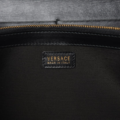 Versace Calfskin 90's Vintage Logo Chain Evening Bag Black White 6 of 9
