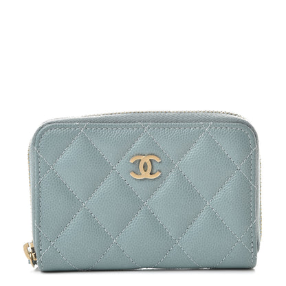 Chanel Iridescent Caviar Quilted Zip Coin Purse Light Blue 1 of 8
