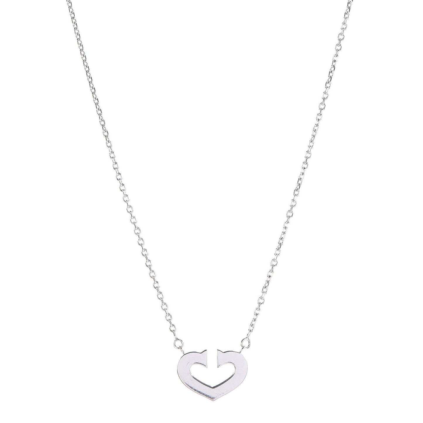 18K White Gold Medium Hearts and Symbols Necklace