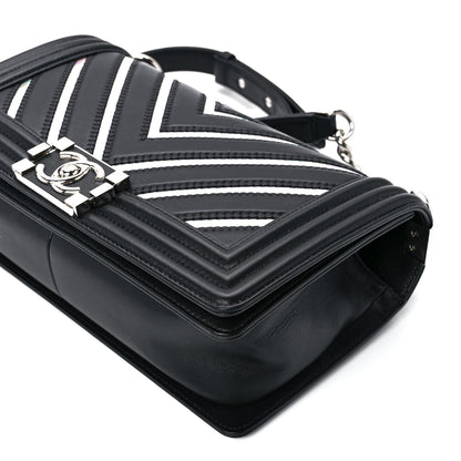 Chanel Lambskin Iridescent PVC Chevron Quilted Medium Boy Flap Black Silver 11 of 11