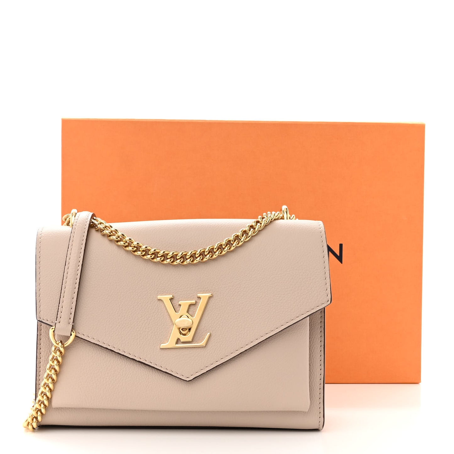 Soft Calfskin Mylockme Chain Bag BB Greige