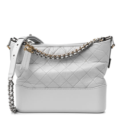 Chanel Aged Calfskin Quilted Medium Gabrielle Hobo Light Grey 1 of 11