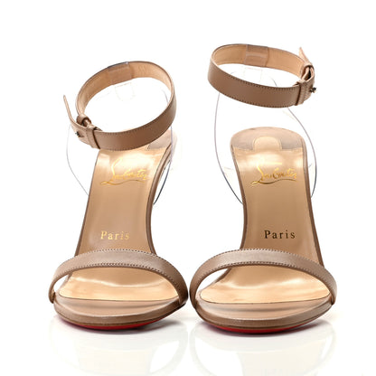 Christian Louboutin Shiny Nappa PVC Jonatina 100 Sandals 39 Nude 2 of 11