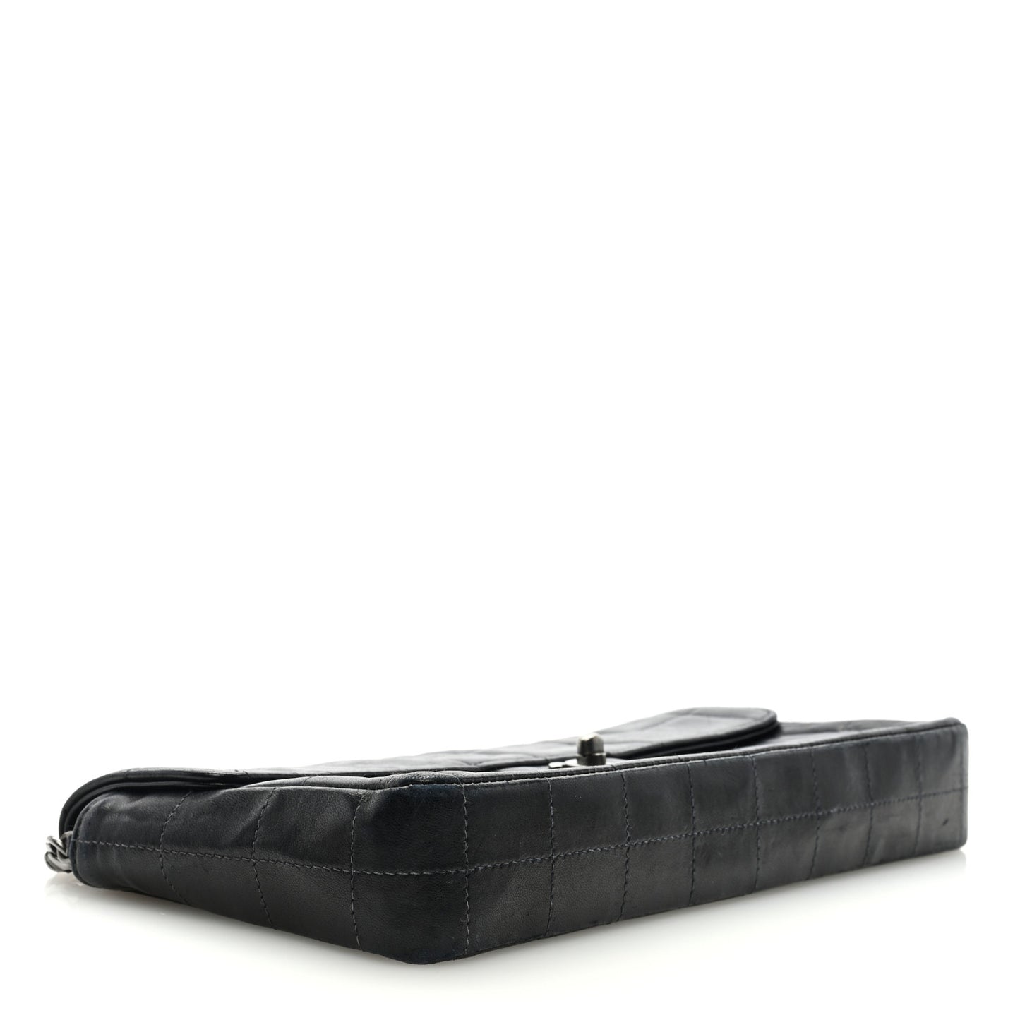 Lambskin East West Chocolate Bar Flap Black
