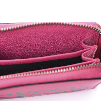 Gucci Grained Calfskin Logo Zip Around Card Case Box Pink Green 9 of 10