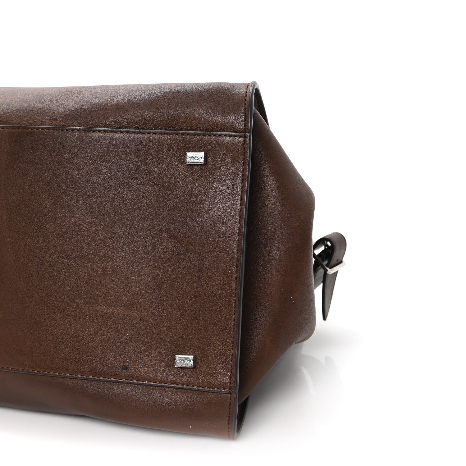 The Row Polished Saddle Calfskin Soft Margaux 15 Chestnut 9 of 10