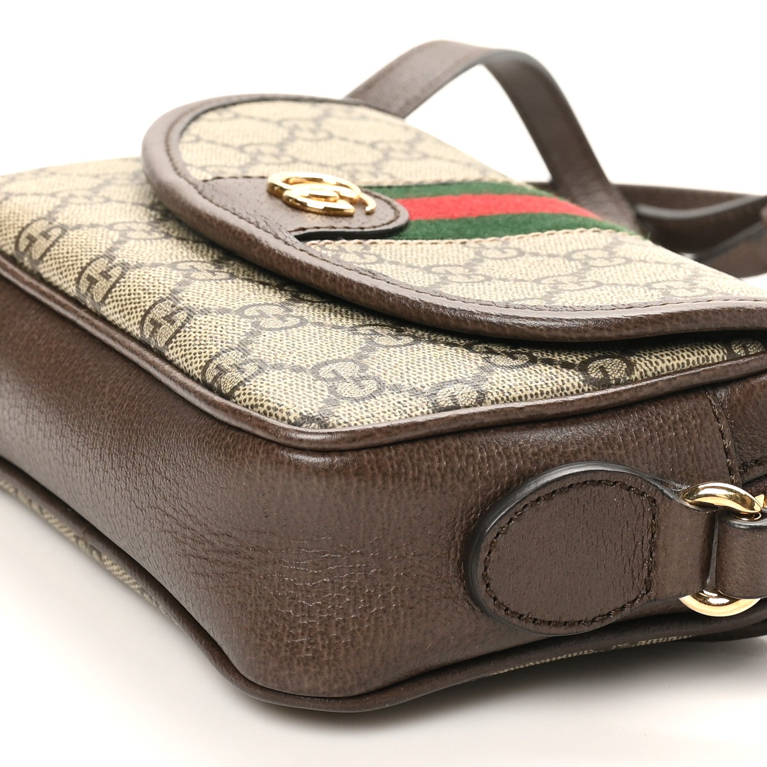 Gucci GG Supreme Monogram Textured Dollar Calfskin Mini Ophidia Flap Shoulder Bag Beige Ebony New Acero 10 of 10