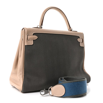 Hermes Toile Swift Kelly Retourne 32 Argile Vert De Gris 3 of 10