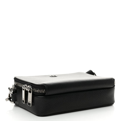 Christian Dior Grained Calfskin CD Icon Zipped Pouch With Strap Black 4 of 12