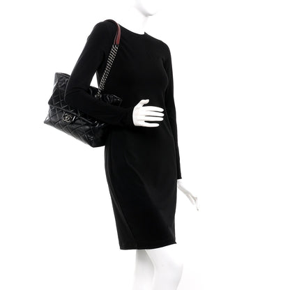 Chanel Glazed Calfskin Quilted Small Duo Color Tote Black 2 of 15