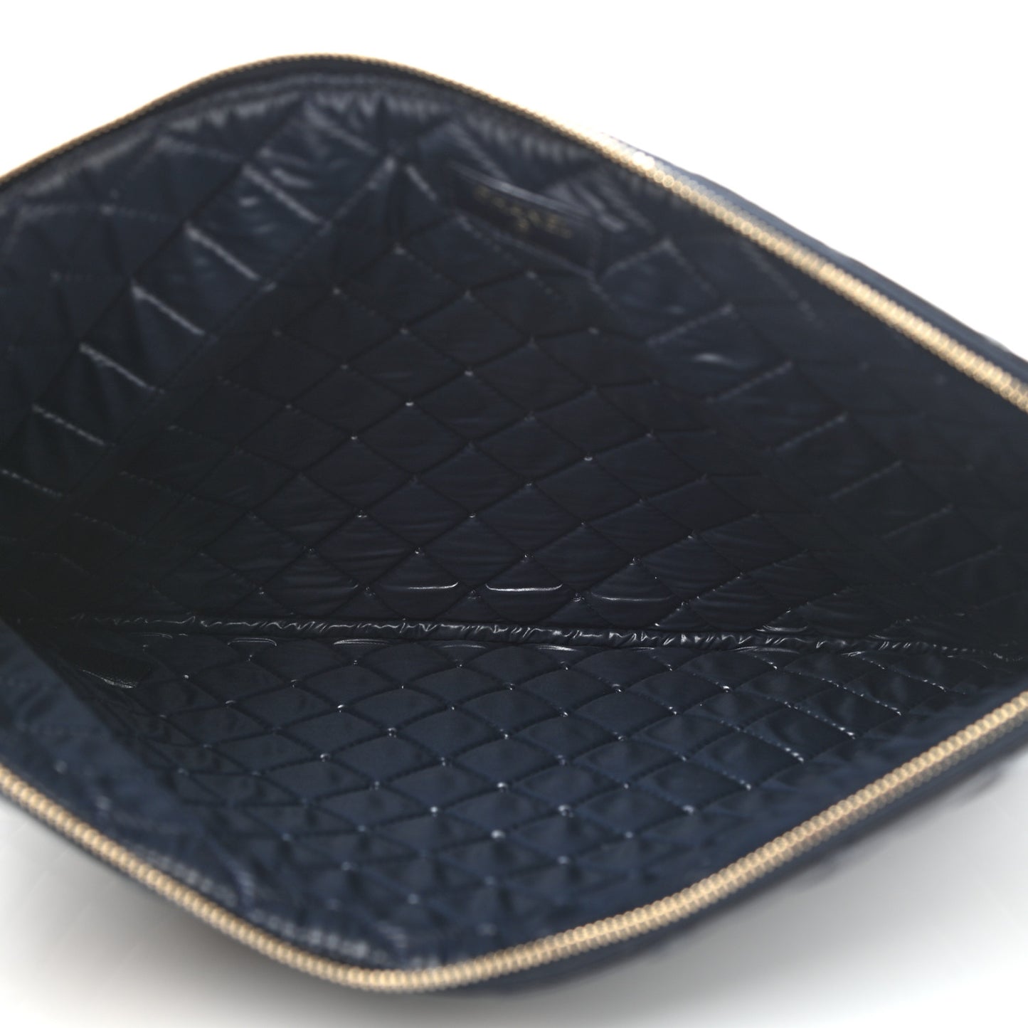 Lambskin Quilted Large Cosmetic Case Navy