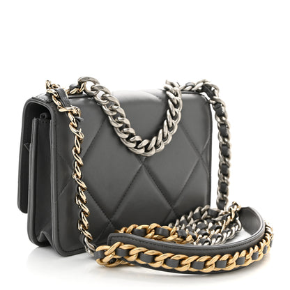 Chanel Lambskin Quilted Chanel 19 Wallet On Chain WOC Dark Grey 3 of 11