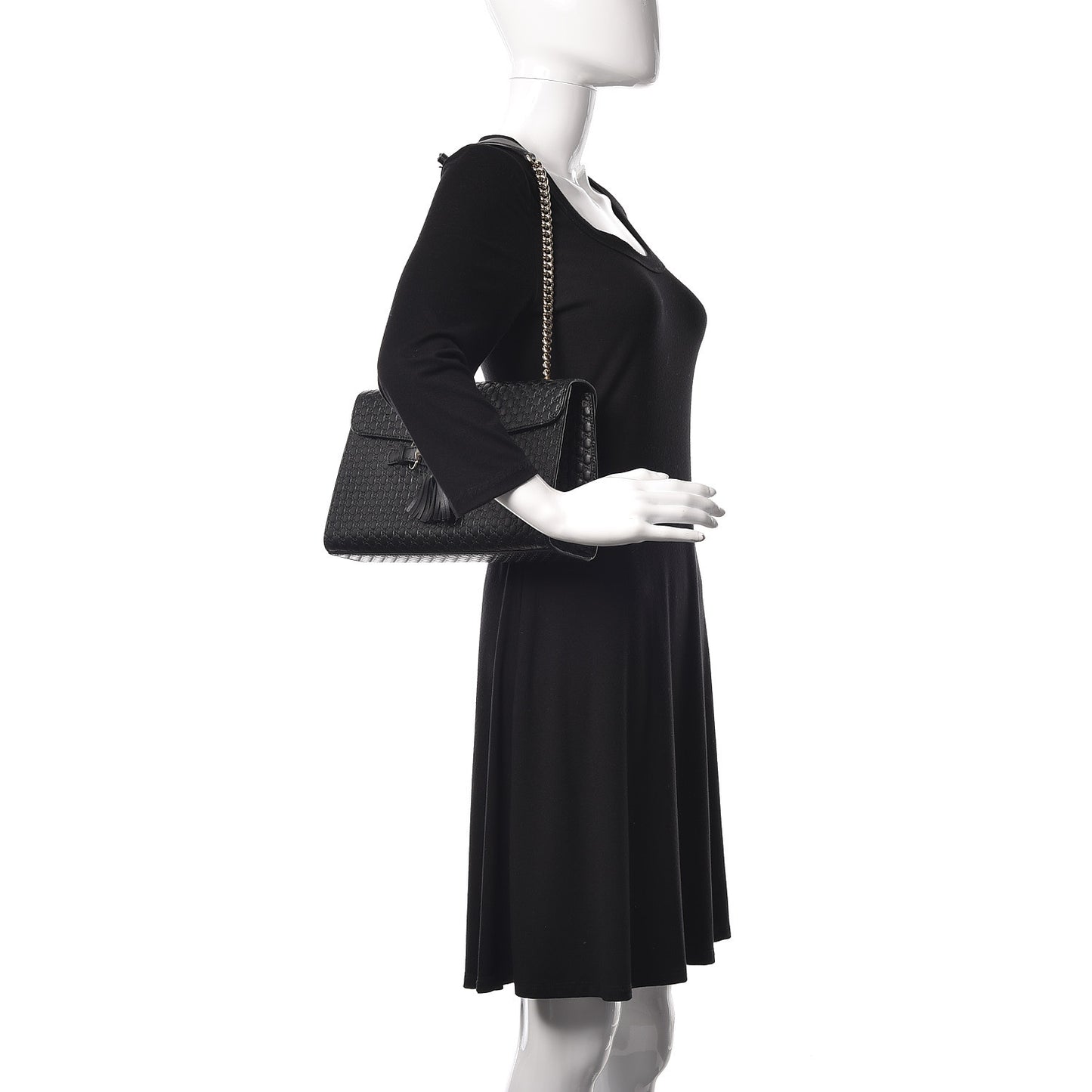 Microguccissima Medium Emily Chain Shoulder Bag Black