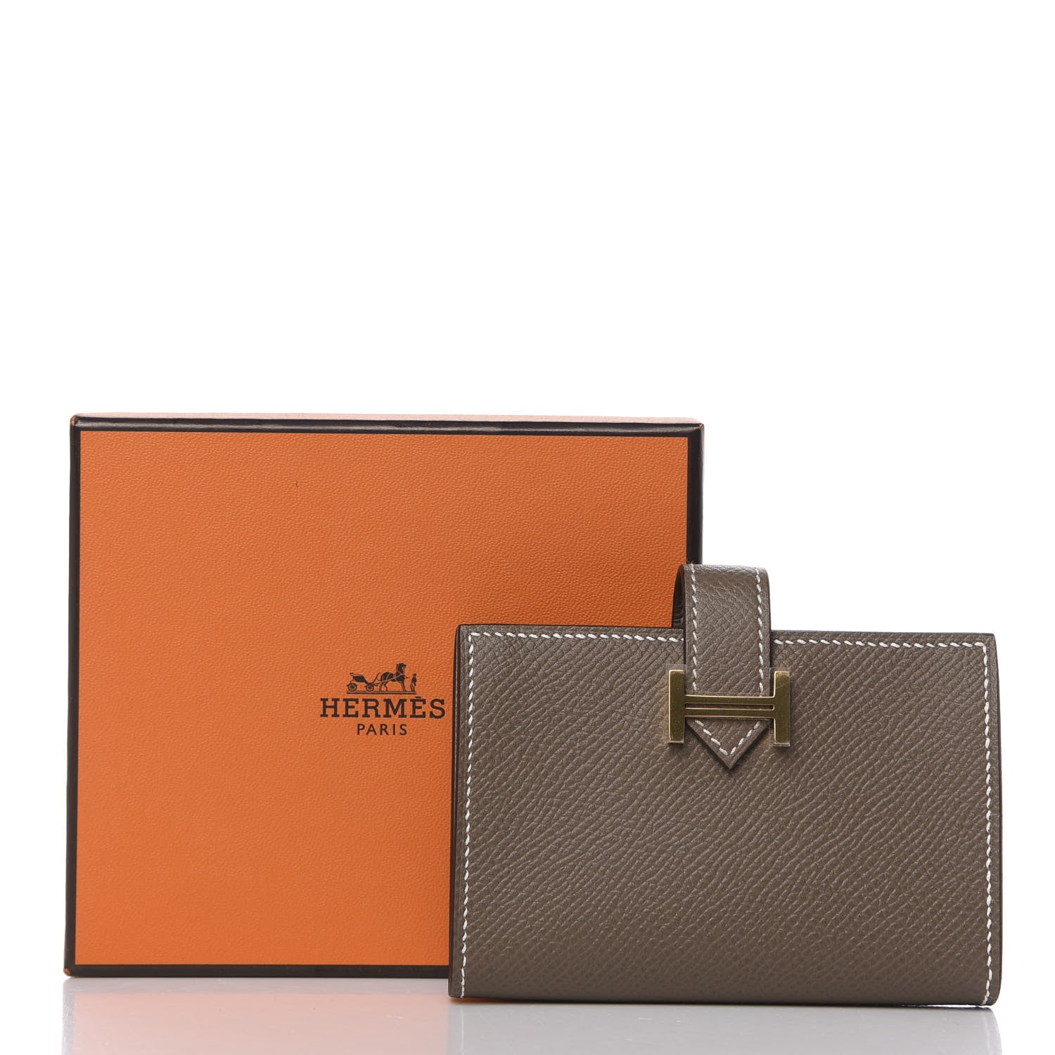 Hermes Epsom Bearn Card Holder Wallet Etoupe 8 of 8