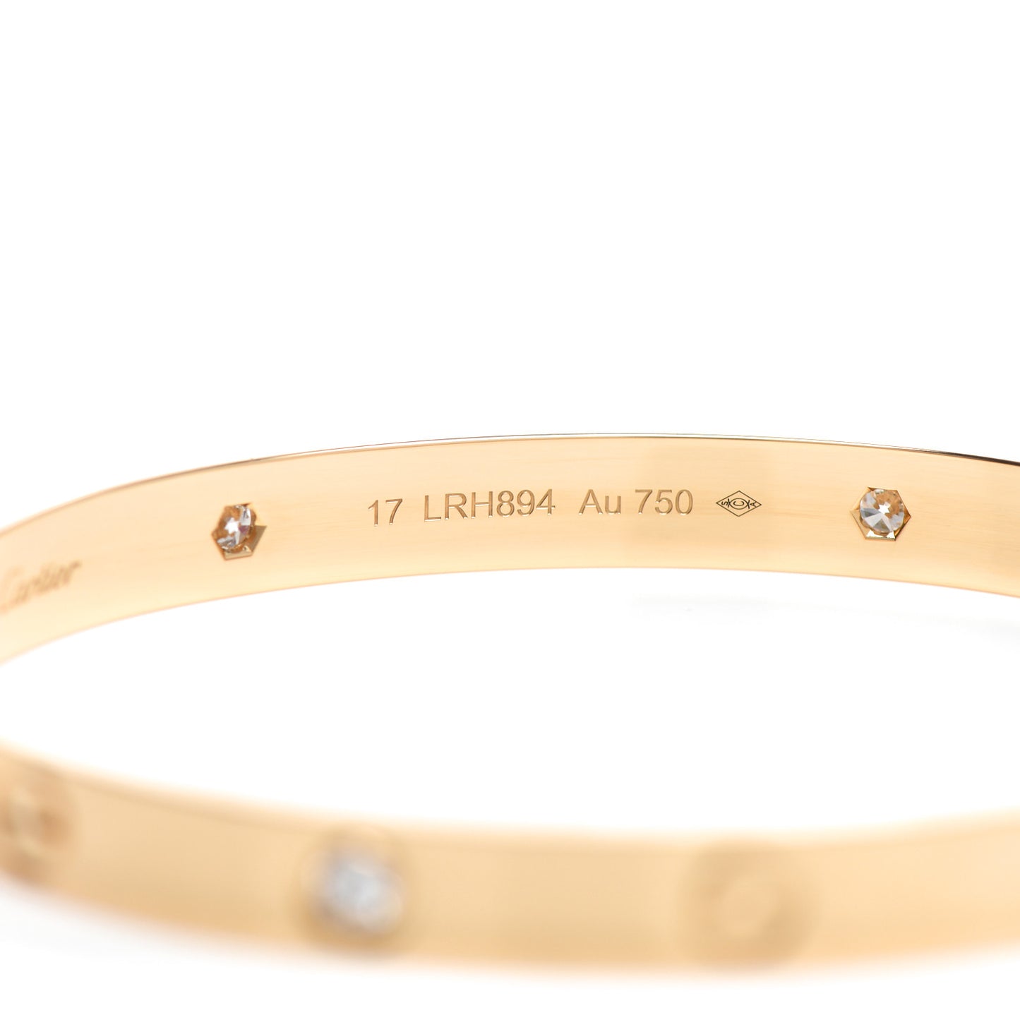 18K Yellow Gold 4 Diamond LOVE Bracelet 17