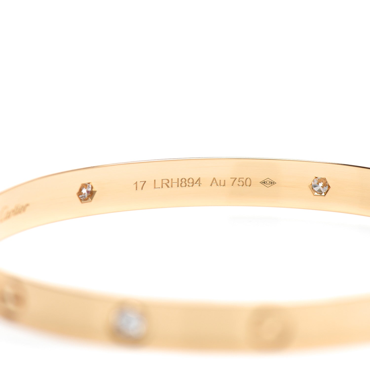 Cartier 18K Yellow Gold 4 Diamond LOVE Bracelet 17 4 of 5