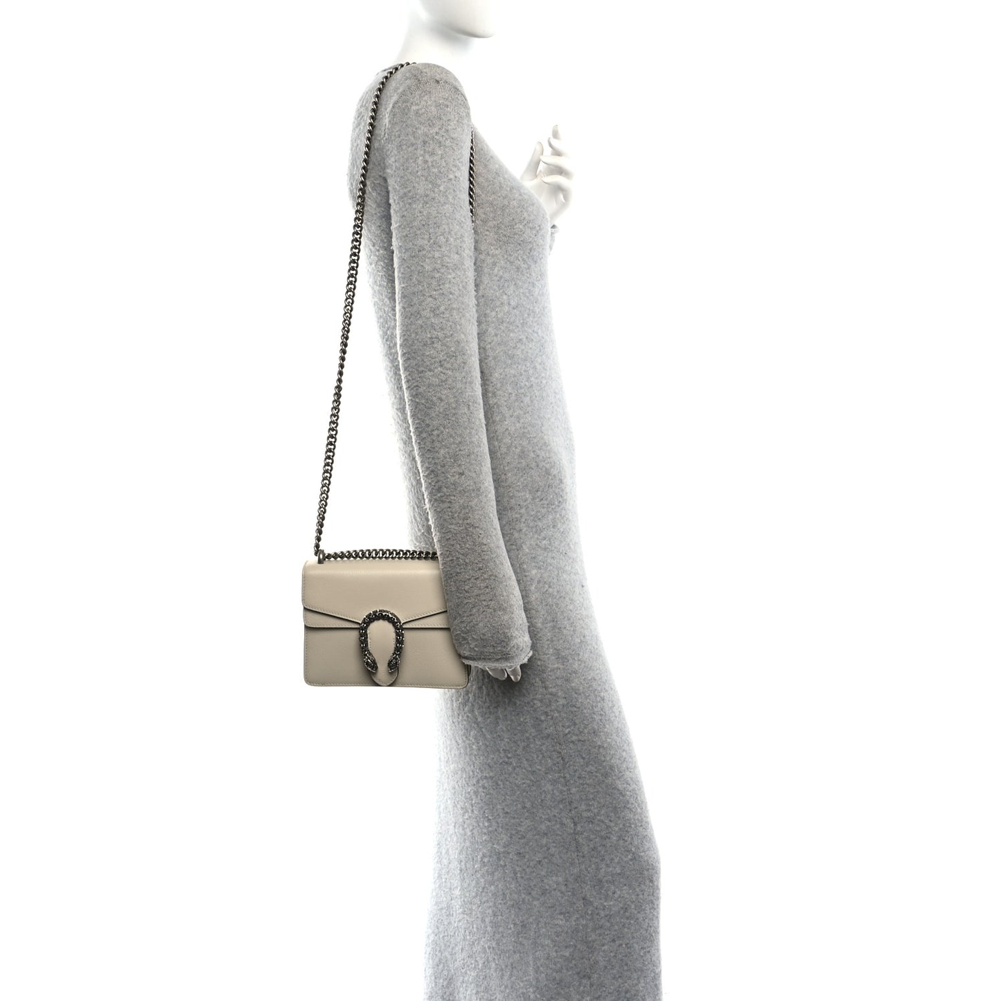Textured Calfskin Crystal Mini Dionysus Shoulder Bag Mystic White